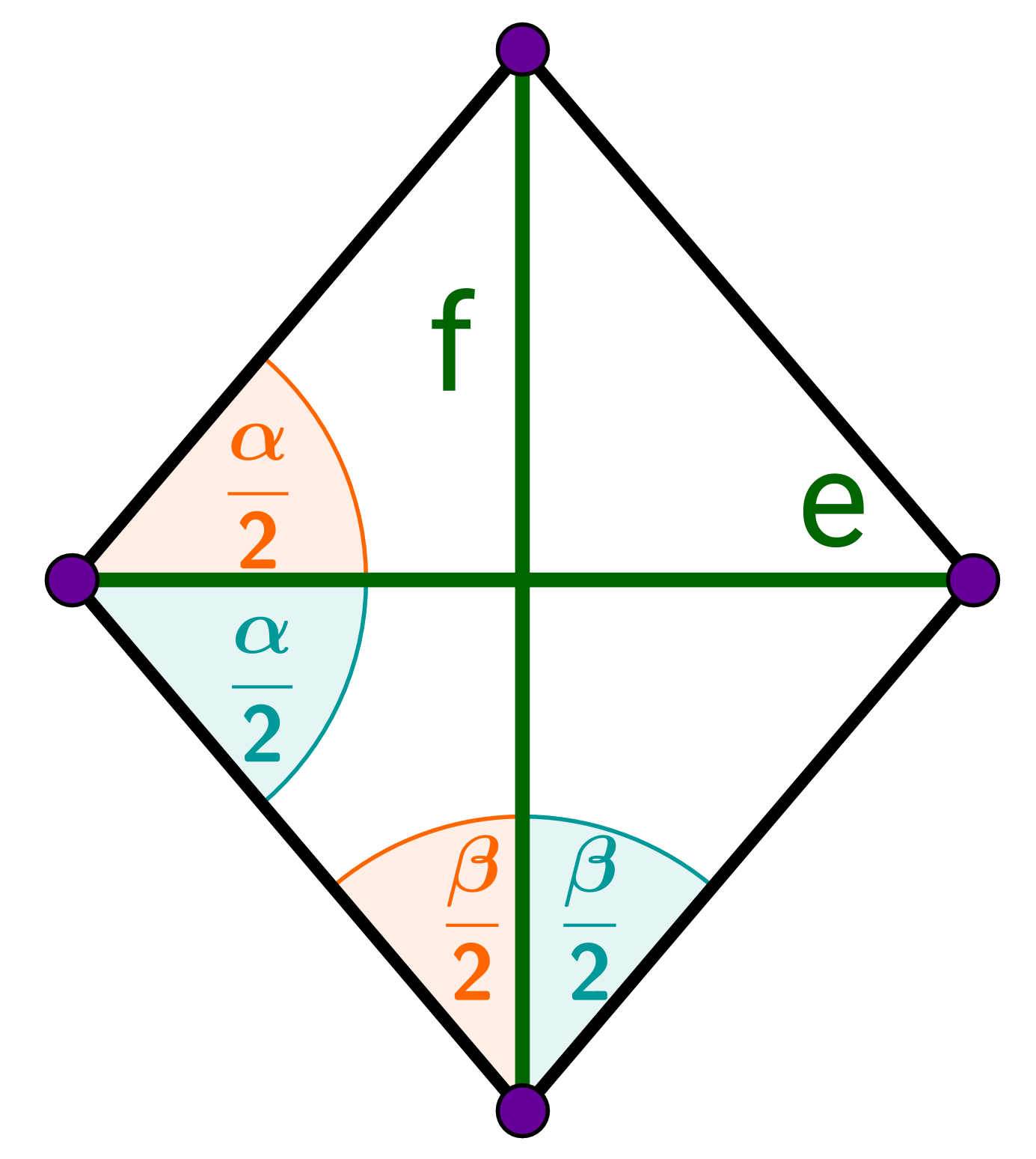 Raute, Winkel, Diagonale