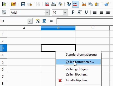Kontextmenü eines Zellobjekts